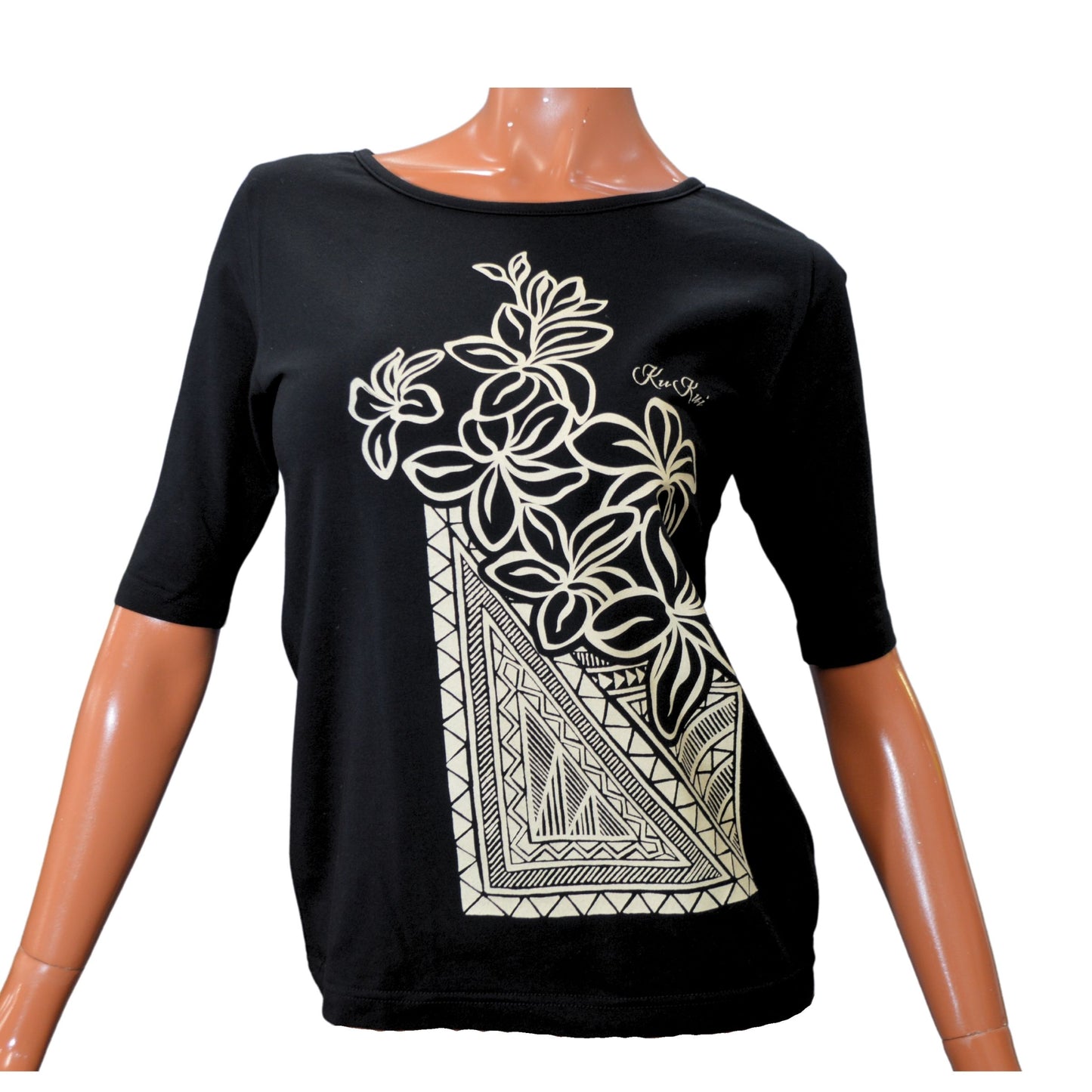 ネコポス対応商品 KuKui オリジナル 5分袖 Tシャツ(タパプルメリア)