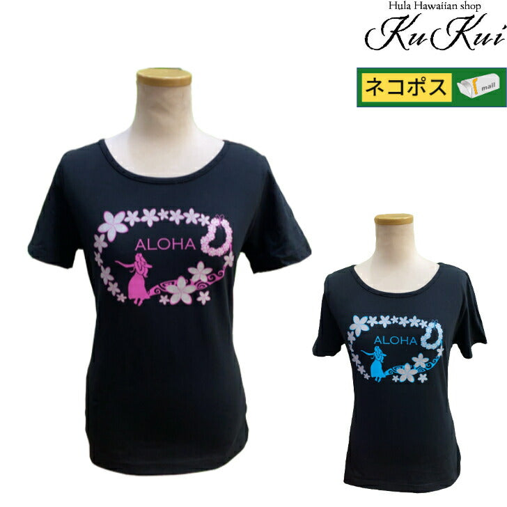 KuKui オリジナル 半袖 Tシャツ フラガール&プルメリア